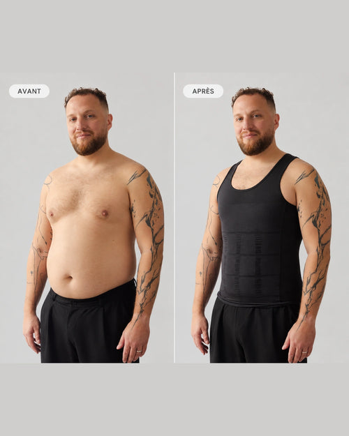 Avant et après avec le débardeur gainant BYDREX